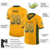 Custom Gold Green-White Drift Fashion Mesh Authentic Football Jersey