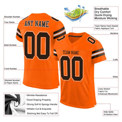 Custom Orange Brown-White Classic Style Mesh Authentic Football Jersey