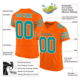 Custom Orange Aqua-White Classic Style Mesh Authentic Football Jersey