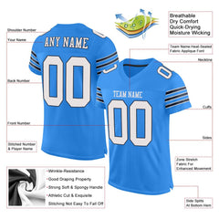 Custom Powder Blue Classic Style Mesh Authentic Football Jersey