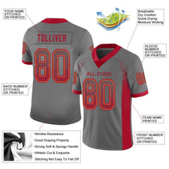 Custom Gray Red-Orange Drift Fashion Mesh Authentic Football Jersey