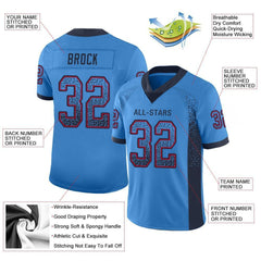 Custom Powder Blue Navy-Red Drift Fashion Mesh Authentic Football Jersey