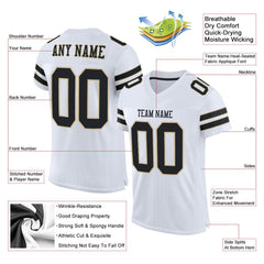 Custom White Black-Vegas Gold Classic Style Mesh Authentic Football Jersey