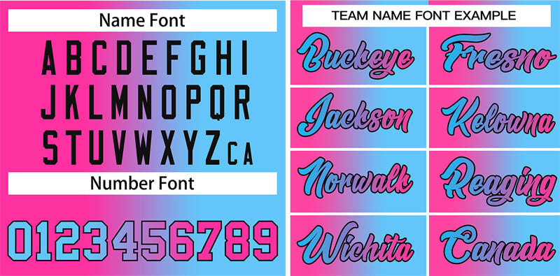 Custom Pink Light Blue-Black Gradient Fashion Authentic Baseball Jersey