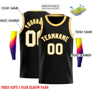 Custom Black White-Yellow Classic Tops Casual Basketball Jersey