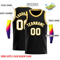 Custom Black White-Yellow Classic Tops Casual Basketball Jersey