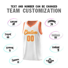 Custom White Light Orange Chest Slash Patttern Sports Uniform Basketball Jersey