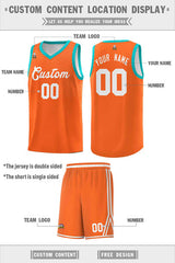 Custom Orange White Chest Slash Patttern Double Side Sports Uniform Basketball Jersey