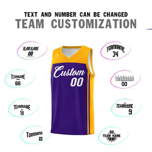 Custom Purple Yellow Classic Sets Sports Uniform Basketball Jersey