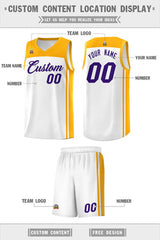 Custom White Yellow Classic Sets Sports Uniform Basketball Jersey