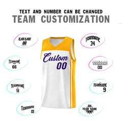 Custom White Yellow Classic Sets Sports Uniform Basketball Jersey