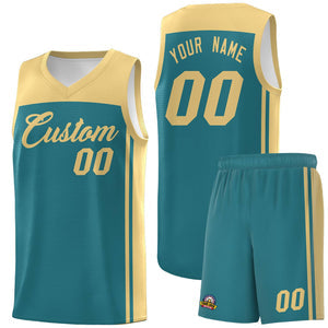 Custom Aqua Khaki Classic Sets Sports Uniform Basketball Jersey