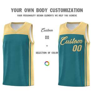 Custom Aqua Khaki Classic Sets Sports Uniform Basketball Jersey