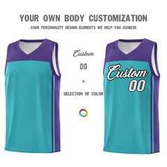 Custom Aqua Purple Classic Sets Sports Uniform Basketball Jersey