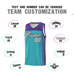 Custom Aqua Purple Classic Sets Sports Uniform Basketball Jersey