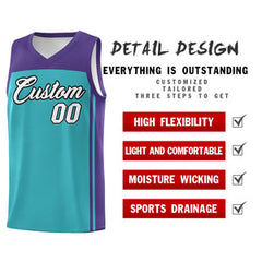 Custom Aqua Purple Classic Sets Sports Uniform Basketball Jersey