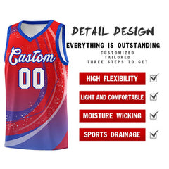 Custom Red Royal Personalized Galaxy Graffiti Pattern Sports Uniform Basketball Jersey