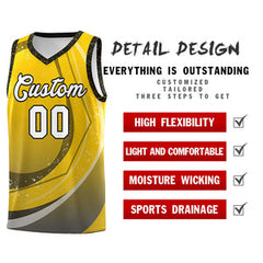 Custom Gold Black Personalized Galaxy Graffiti Pattern Sports Uniform Basketball Jersey
