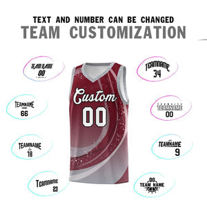 Custom Crimson Gray Personalized Galaxy Graffiti Pattern Sports Uniform Basketball Jersey