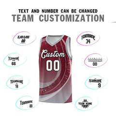 Custom Crimson Gray Personalized Galaxy Graffiti Pattern Sports Uniform Basketball Jersey