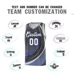 Custom Dark Gray Blue Personalized Galaxy Graffiti Pattern Sports Uniform Basketball Jersey