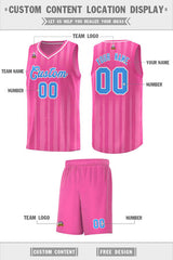 Custom Pink Powder Blue Vertical Striped Pattern Sports Uniform Basketball Jersey