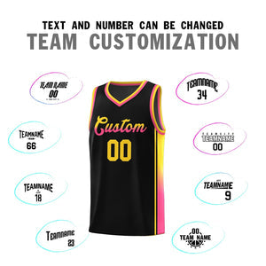 Custom Black Gold-Pink Gradient Fashion Sports Uniform Basketball Jersey