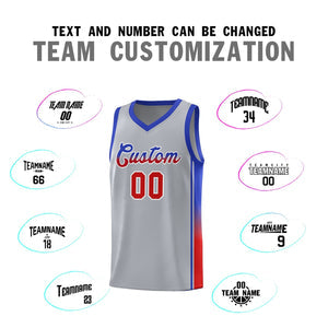 Custom Gray Red-Royal Gradient Fashion Sports Uniform Basketball Jersey