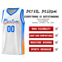Custom White Light Blue-Orange Gradient Fashion Sports Uniform Basketball Jersey