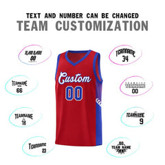 Custom Red White-Royal Side Stripe Fashion Sports Uniform Basketball Jersey