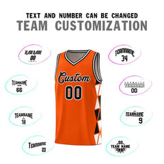 Custom Orange Black-White Side Two-Color Triangle Splicing Sports Uniform Basketball Jersey