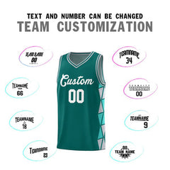 Custom Aqua Gray-Aqua Side Two-Color Triangle Splicing Sports Uniform Basketball Jersey