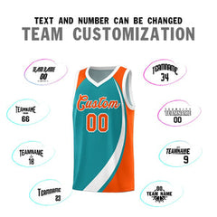 Custom Aqua White-Orange Color Block Sports Uniform Basketball Jersey