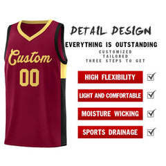 Custom Crimson Khaki-Black Side Two-Tone Classic Sports Uniform Basketball Jersey