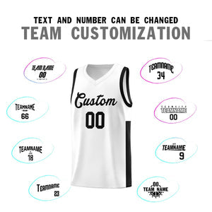 Custom White Black Side Two-Tone Classic Sports Uniform Basketball Jersey