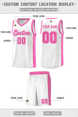 Custom White Pink Side Splash Sports Uniform Basketball Jersey