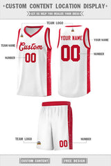 Custom White Red Side Splash Sports Uniform Basketball Jersey