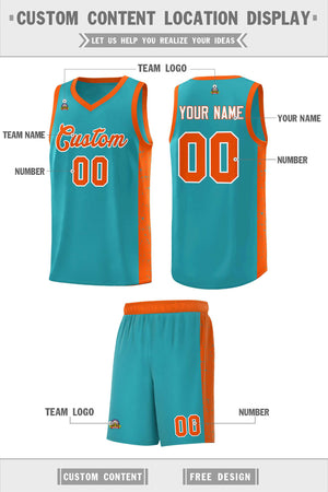 Custom Aqua Orange-White Side Splash Sports Uniform Basketball Jersey