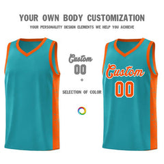 Custom Aqua Orange-White Side Splash Sports Uniform Basketball Jersey