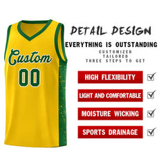 Custom Yellow Green-White Side Splash Sports Uniform Basketball Jersey