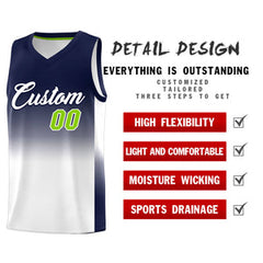 Custom Navy White Gradient Fashion Sets Sports Uniform Basketball Jersey