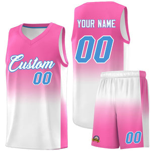 Custom Pink White Gradient Fashion Sets Sports Uniform Basketball Jersey
