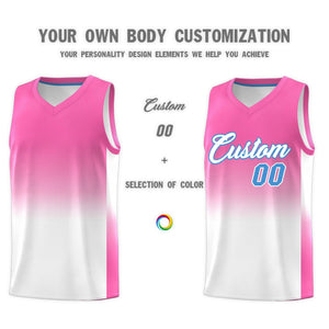 Custom Pink White Gradient Fashion Sets Sports Uniform Basketball Jersey