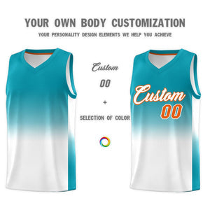 Custom Aqua White Gradient Fashion Sets Sports Uniform Basketball Jersey