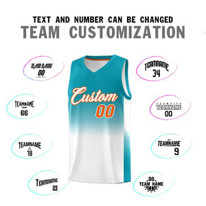 Custom Aqua White Gradient Fashion Sets Sports Uniform Basketball Jersey