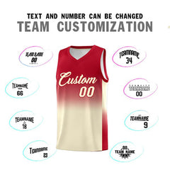 Custom Red Cream Gradient Fashion Sets Sports Uniform Basketball Jersey