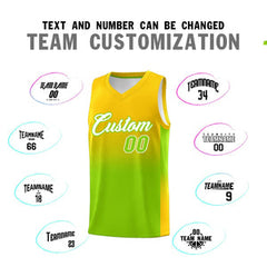 Custom Gold Neon Green Gradient Fashion Sets Sports Uniform Basketball Jersey