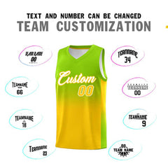 Custom Neon Green Gold Gradient Fashion Sets Sports Uniform Basketball Jersey