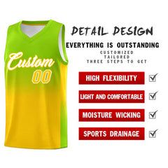 Custom Neon Green Gold Gradient Fashion Sets Sports Uniform Basketball Jersey