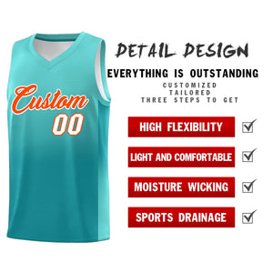 Custom Bright Green Aqua Gradient Fashion Sets Sports Uniform Basketball Jersey